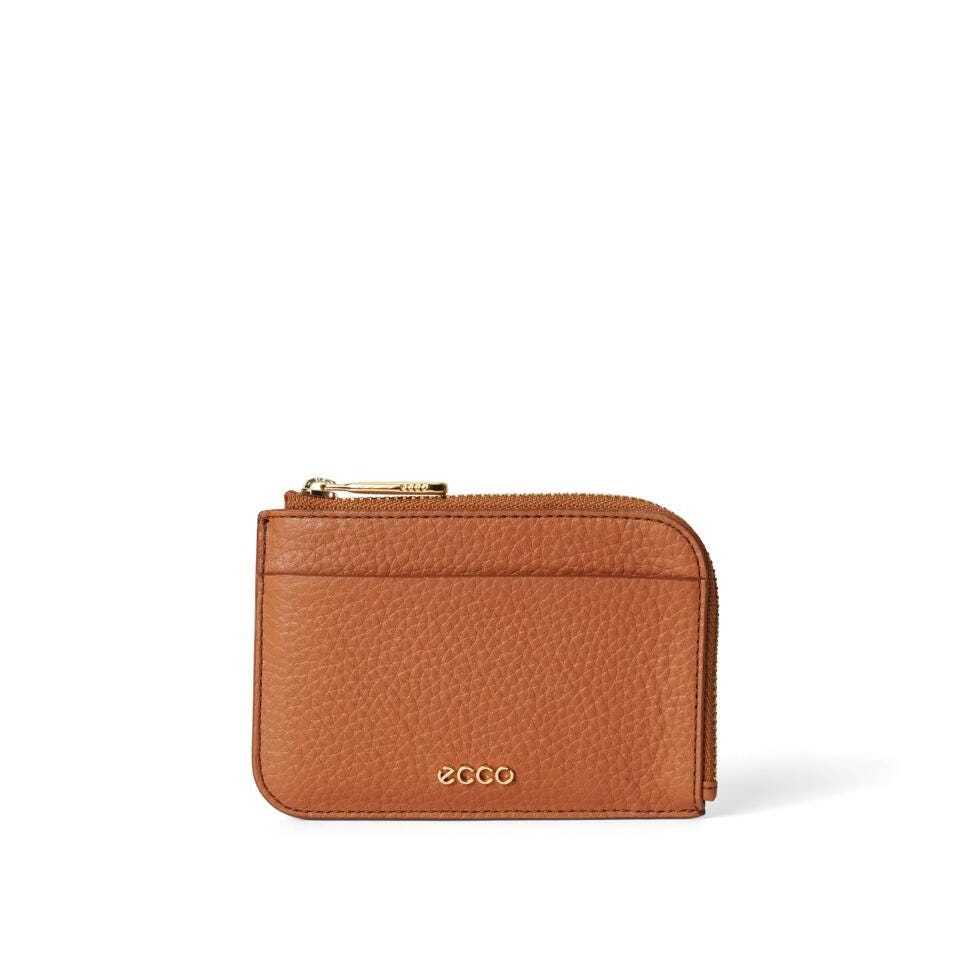 ECCO Card case zipped pebbled, Tan