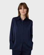 Marville Road The Leonie satin shirt, midnight blue