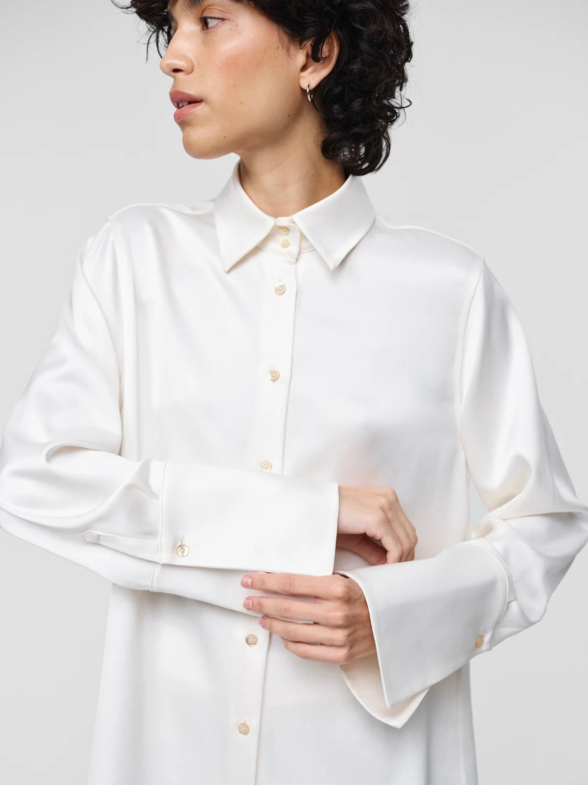 Julie Josephine Julie Satin Shirt, Off White