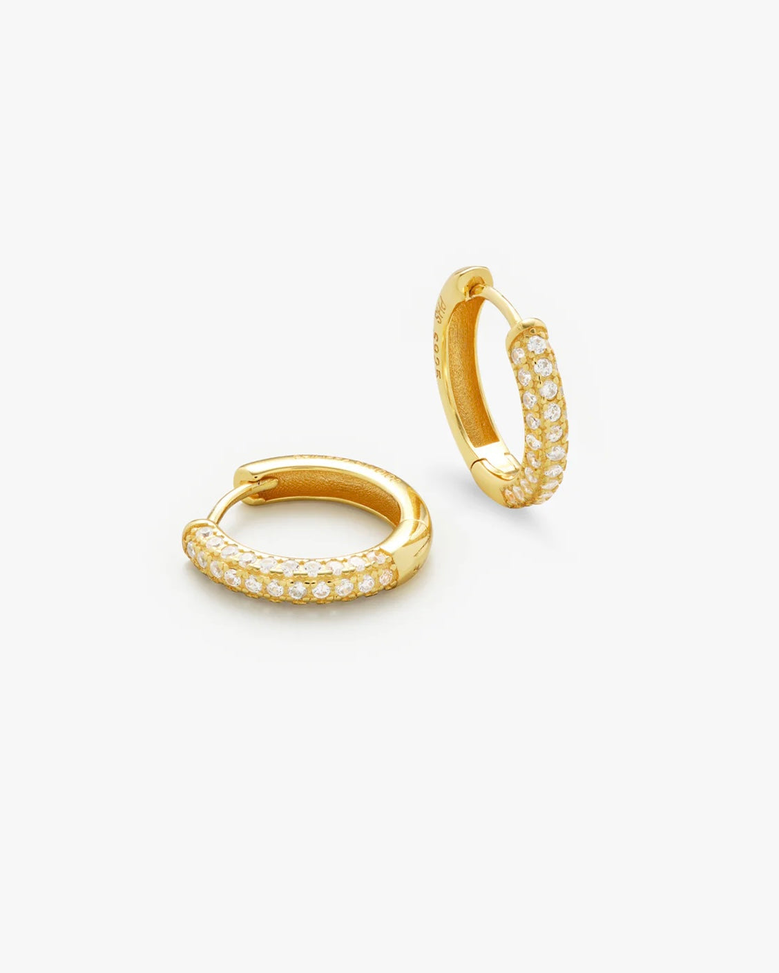 Philippa Studios Classic Pave Hoops Medium, forgylt gull
