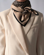 Lescarf Striped wool scarf, sand& black 90x90