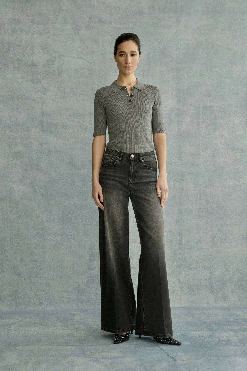 Seductive Maury rich soft denim, gråsvart