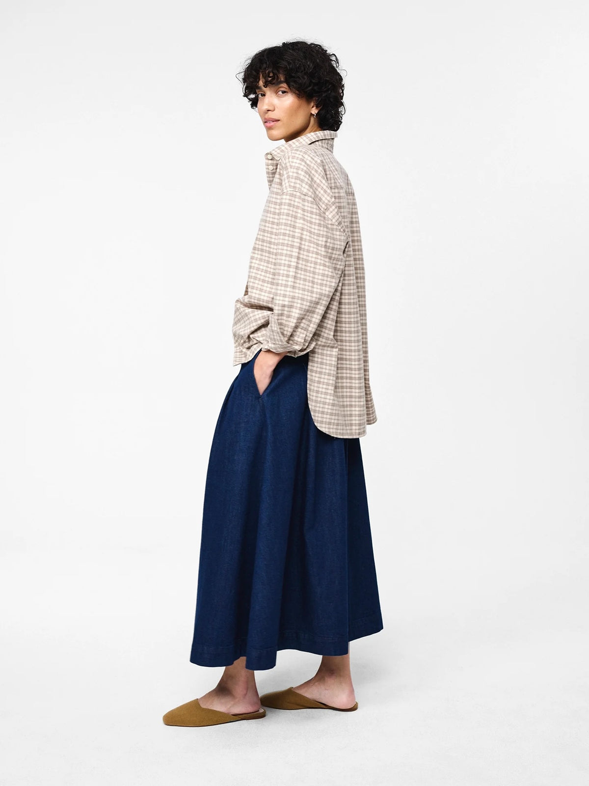 Julie Josephine Edwina Flanell shirt, checked taupe
