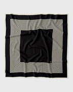 Lescarf Striped wool scarf, black & crean 90x90