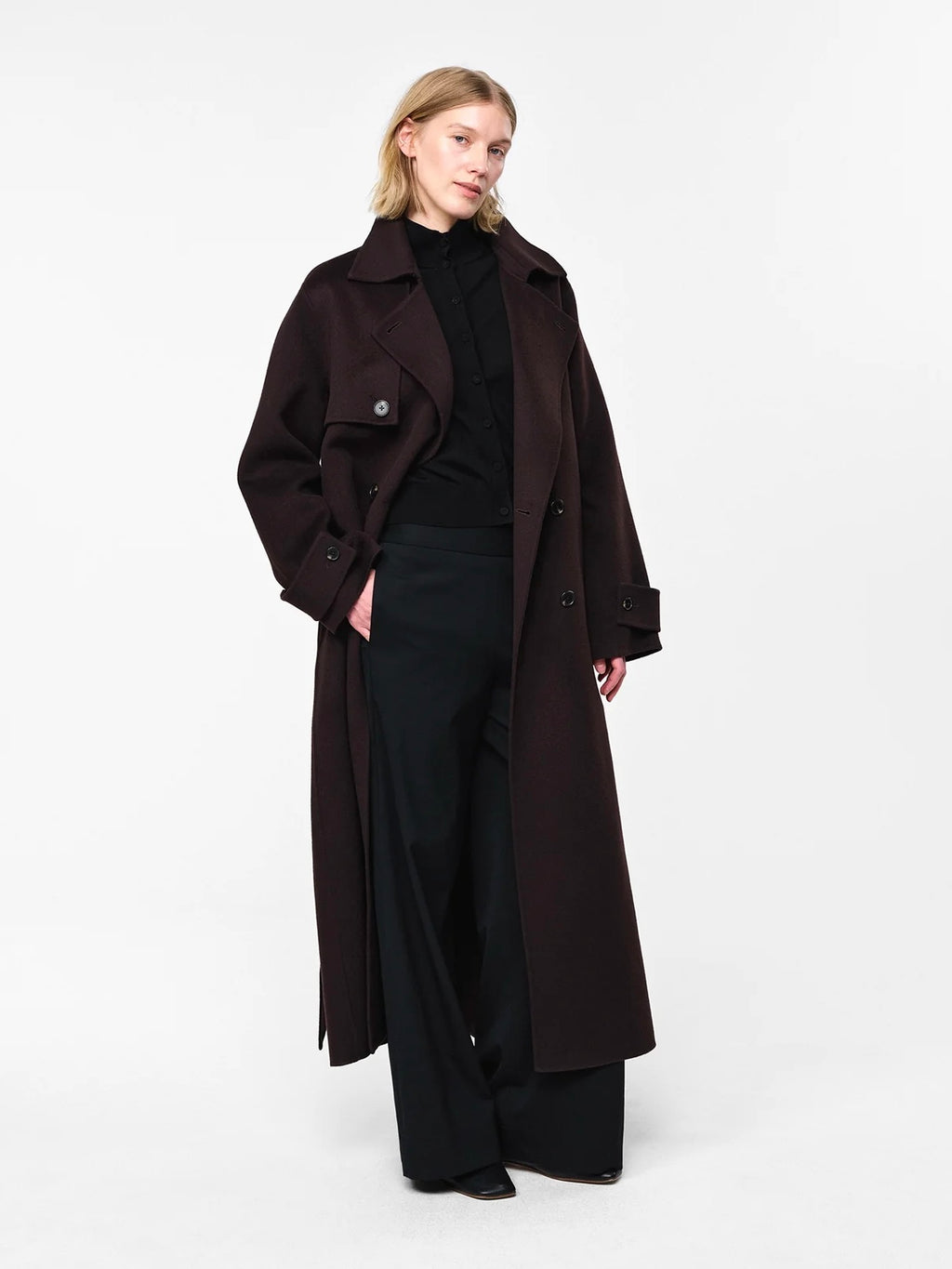 Julie Josephine Thale Wool Trenchcoat, Dark Brown