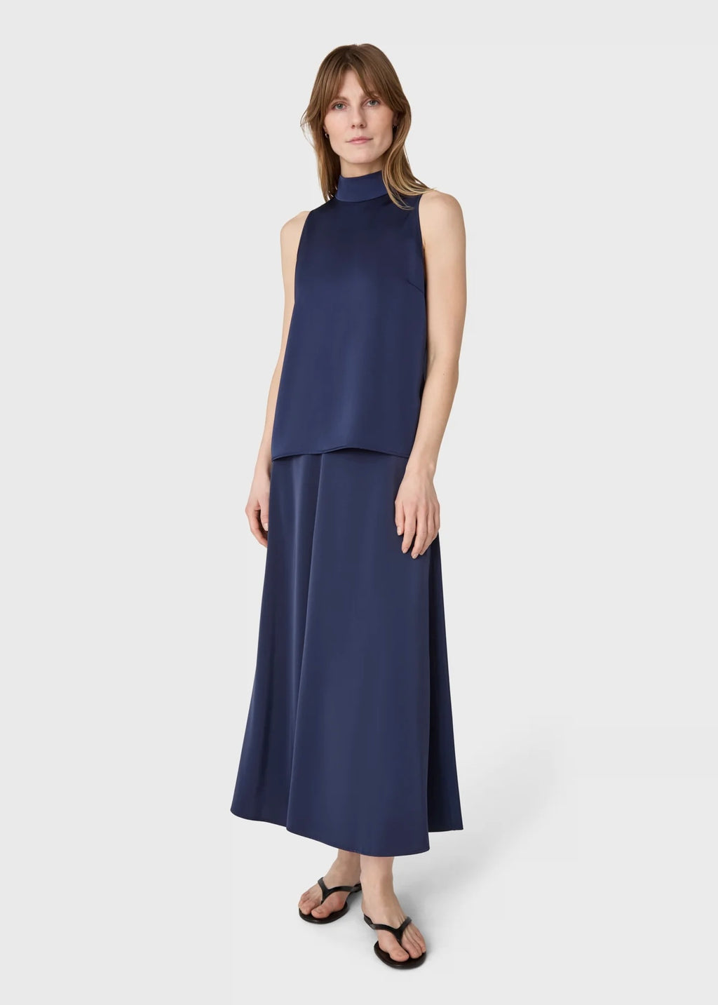 Marville Road The Zeta sateng top, Midnight blue