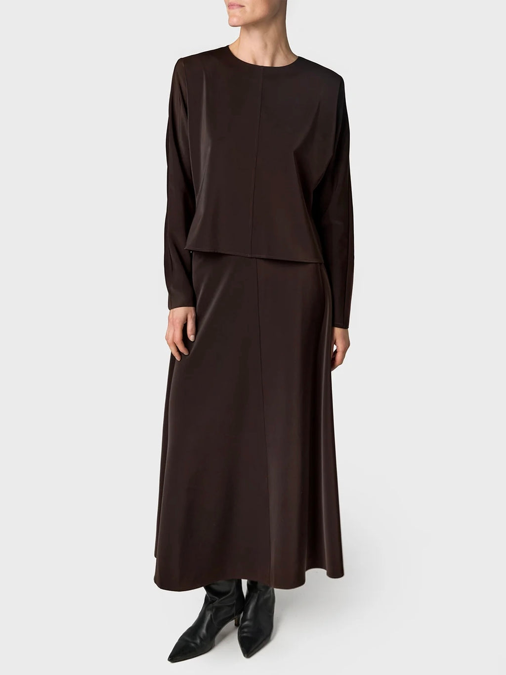 Marville Road The Cedar satin blouse, chocolate