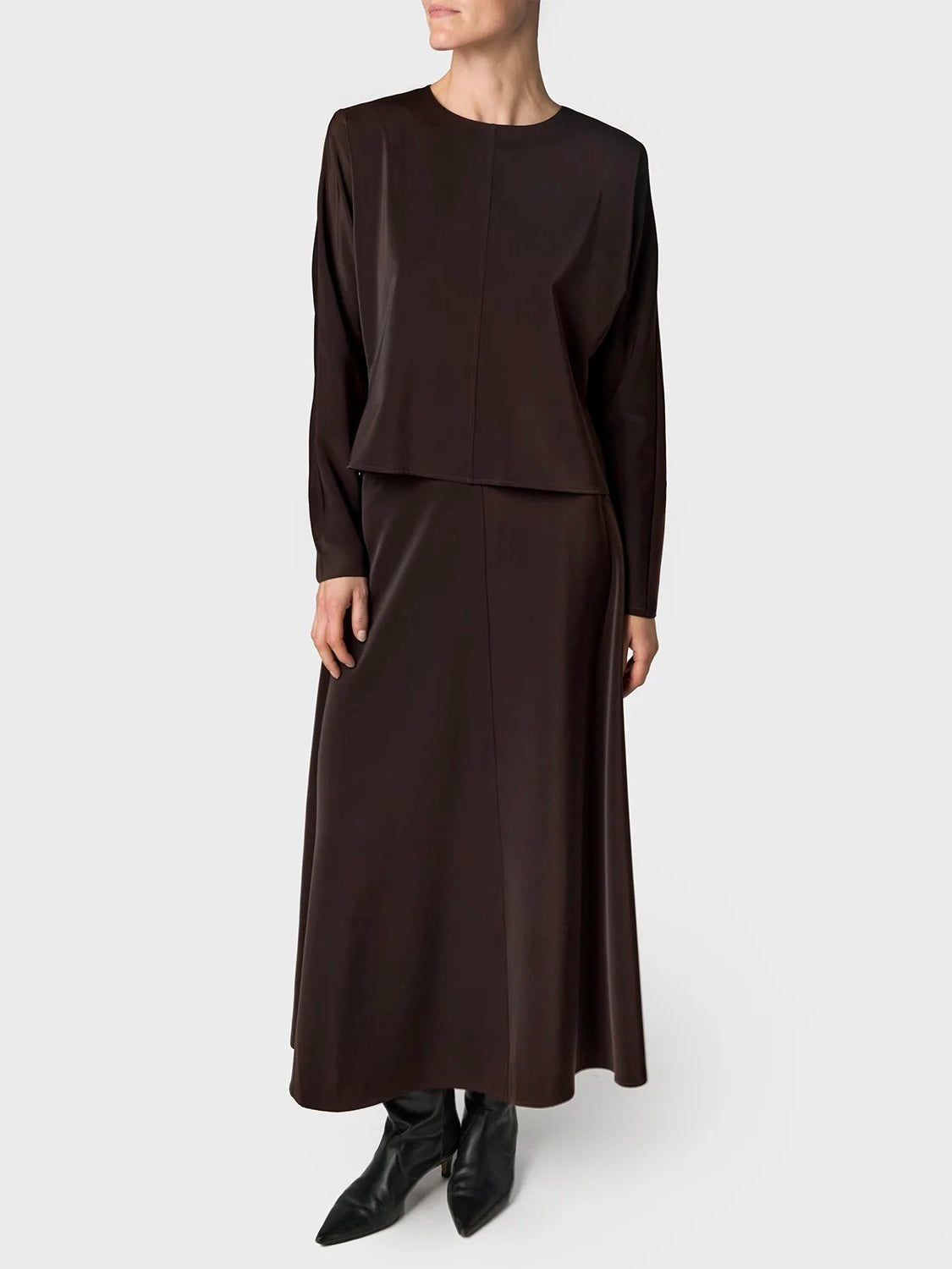 Marville Road The Cedar satin blouse, chocolate