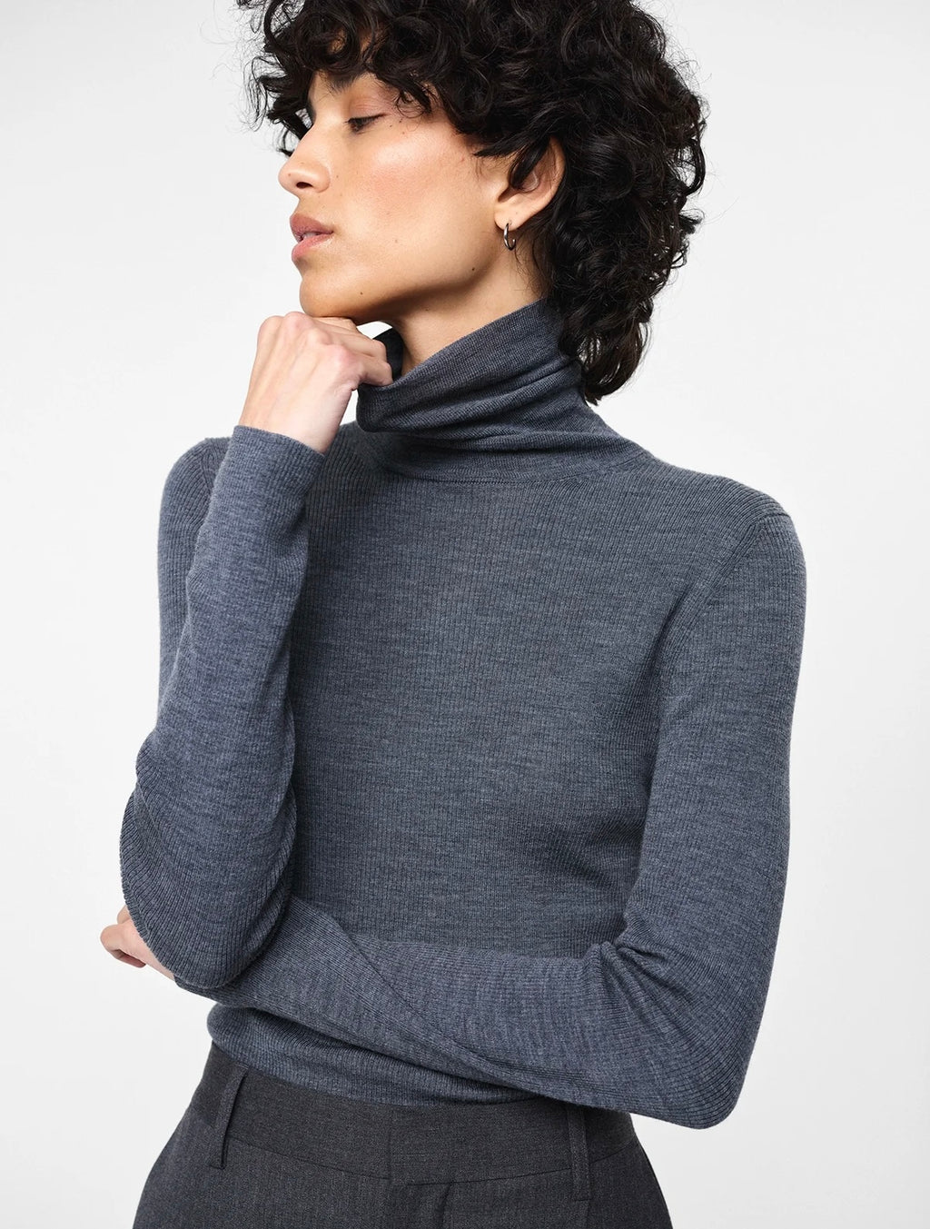 Julie Josephine Astri Longsleeve polo, Stone Grey