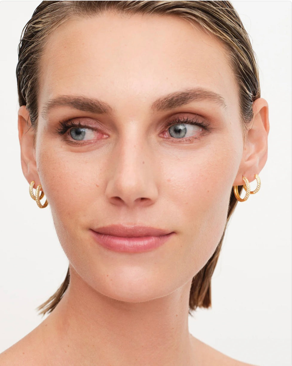 Philippa Studios Classic Pave Hoops Medium, forgylt gull