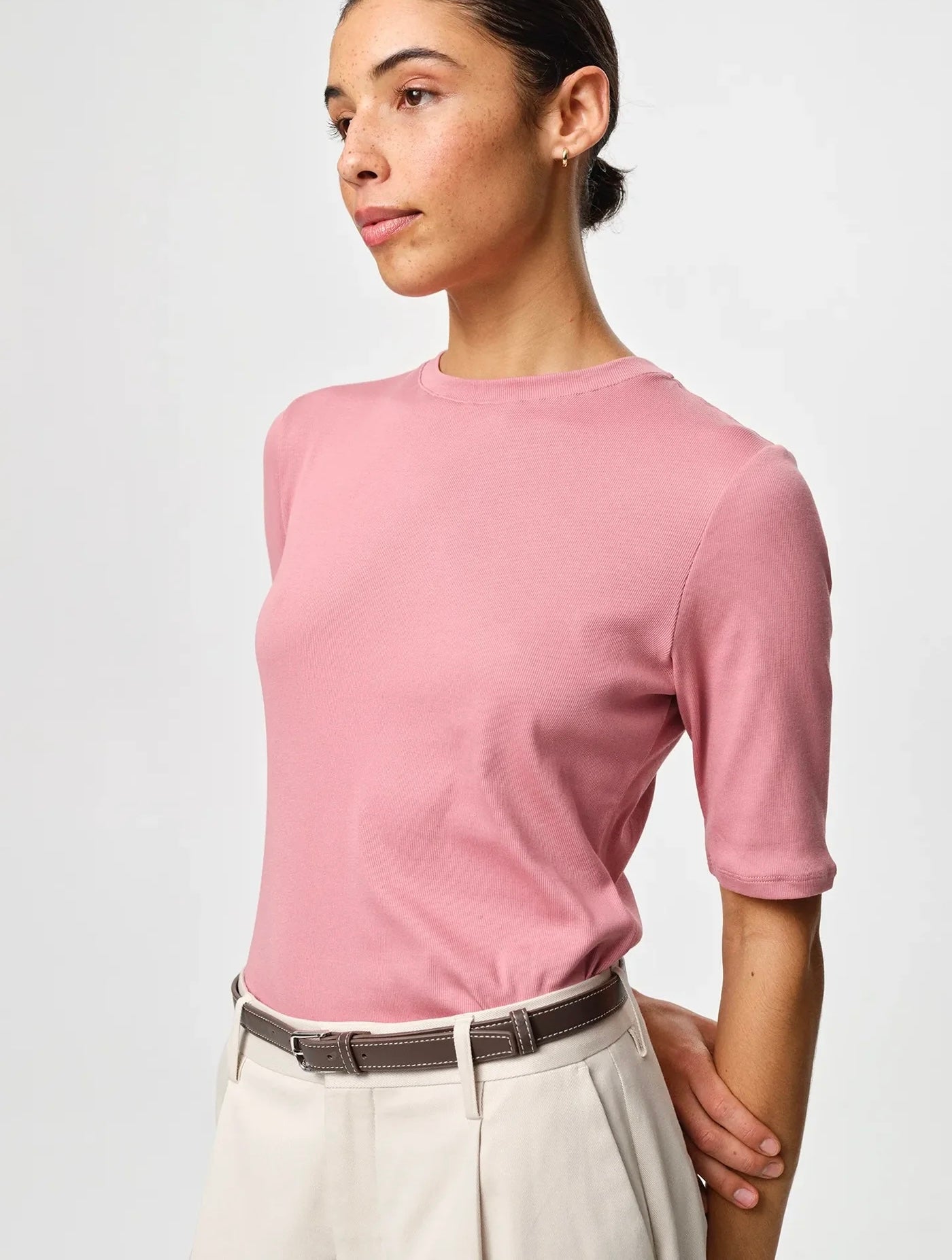 Julie Josephine Marianne rib tee, Rosy Pink