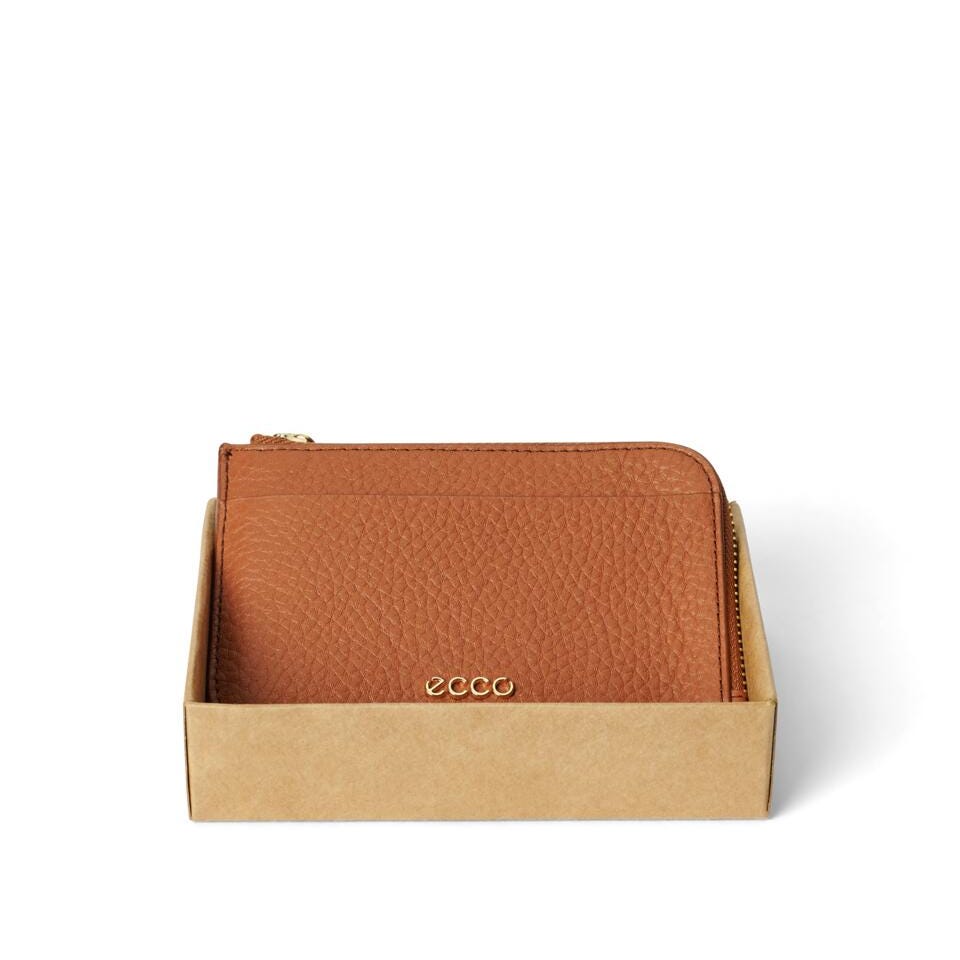 ECCO Card case zipped pebbled, Tan