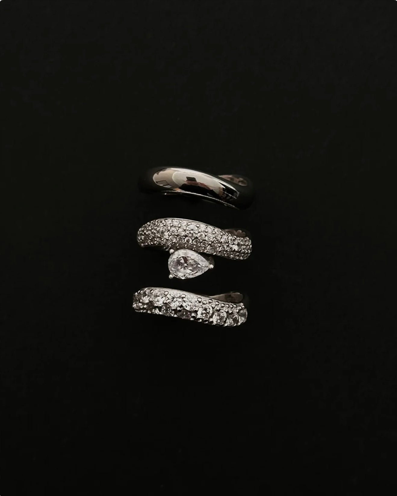 Philippa Studios Wave Pear pave ring, sølv
