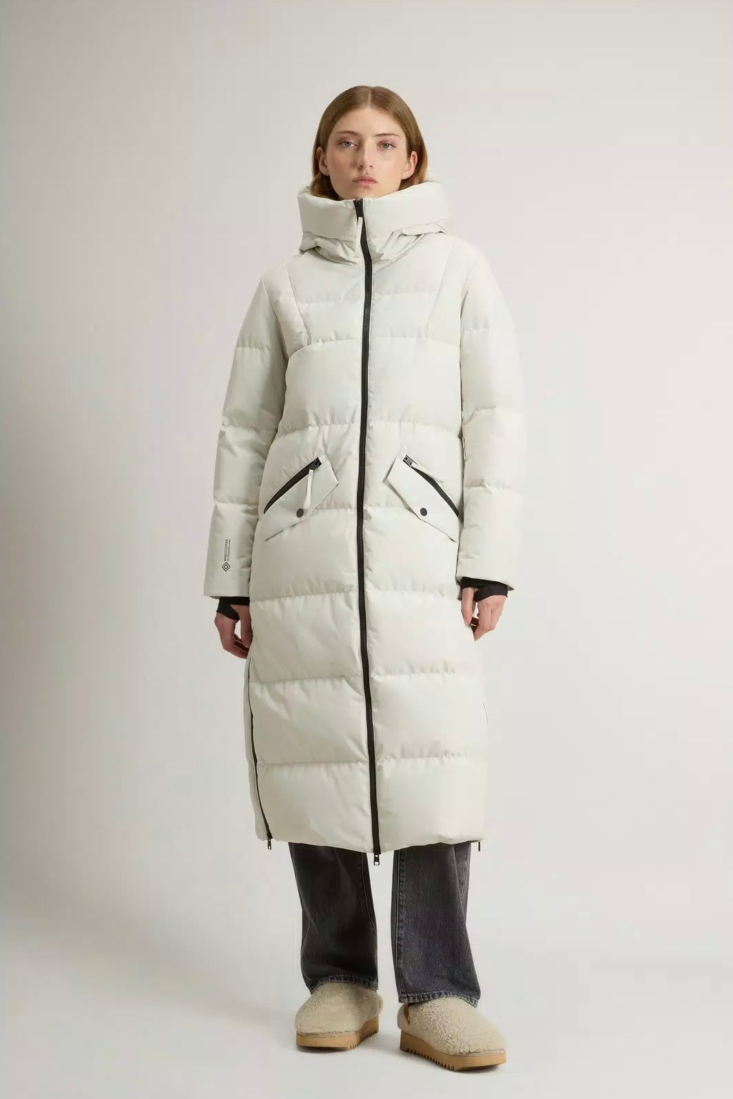 Woolrich Long down Jacket in WINDSTOPPER GORE-TEX, milky cream