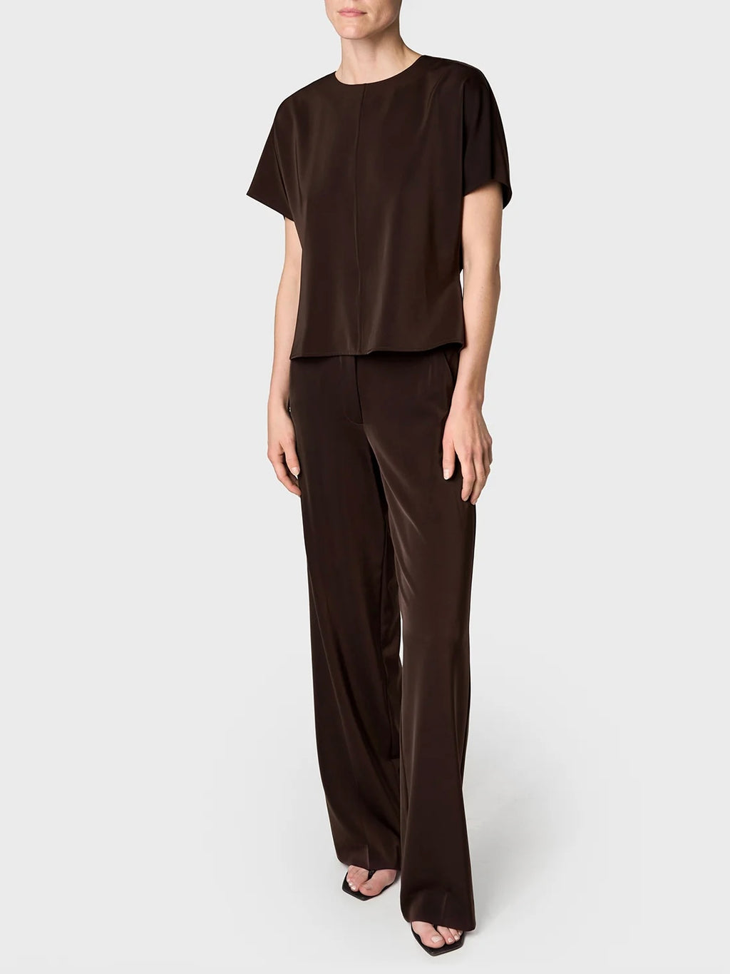 Marville Road The Mia satin top, chocolate