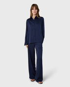 Marville Road The Leonie satin shirt, midnight blue