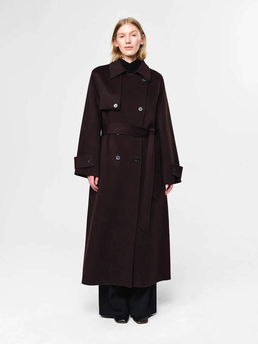 Julie Josephine Thale Wool Trenchcoat, Dark Brown