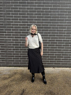 Marville Road Ally satin stretch skirt, sort
