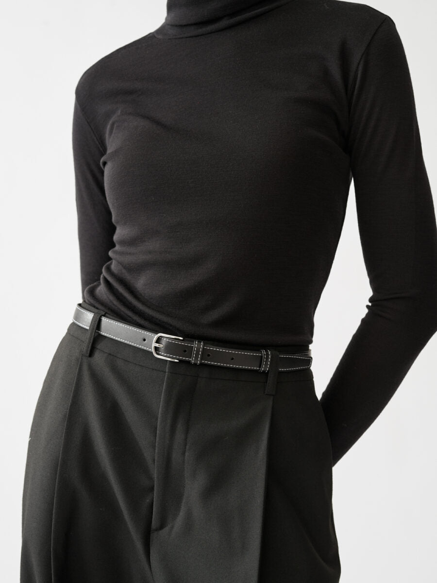 Julie Josephine Embla Slim Leather belt, black