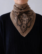 Lescarf Cashmere Paisley scarf 65x65, greige