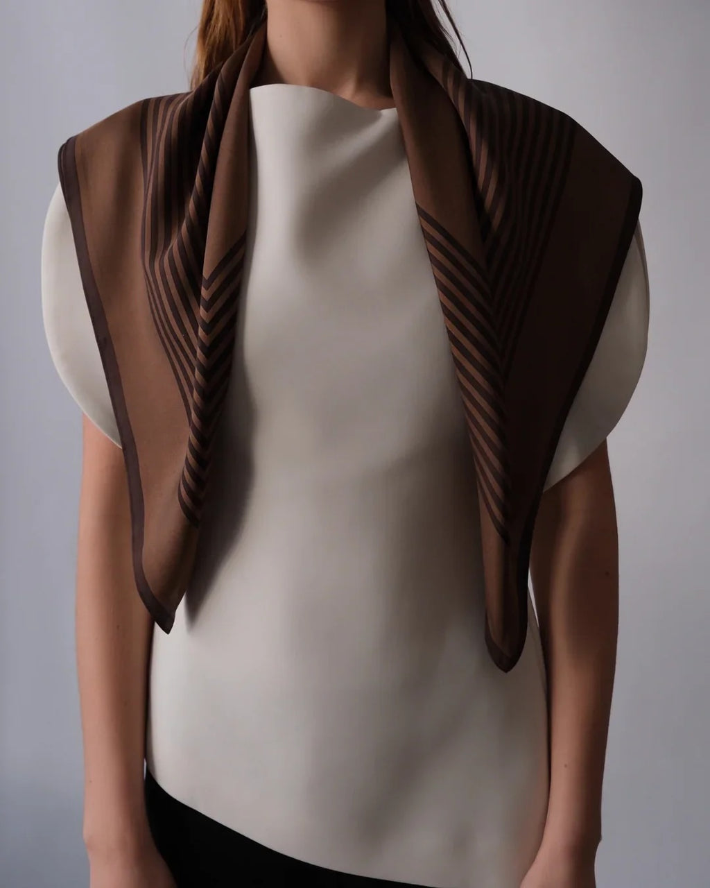 Striped Scarf, chocolate & espresso 80x80