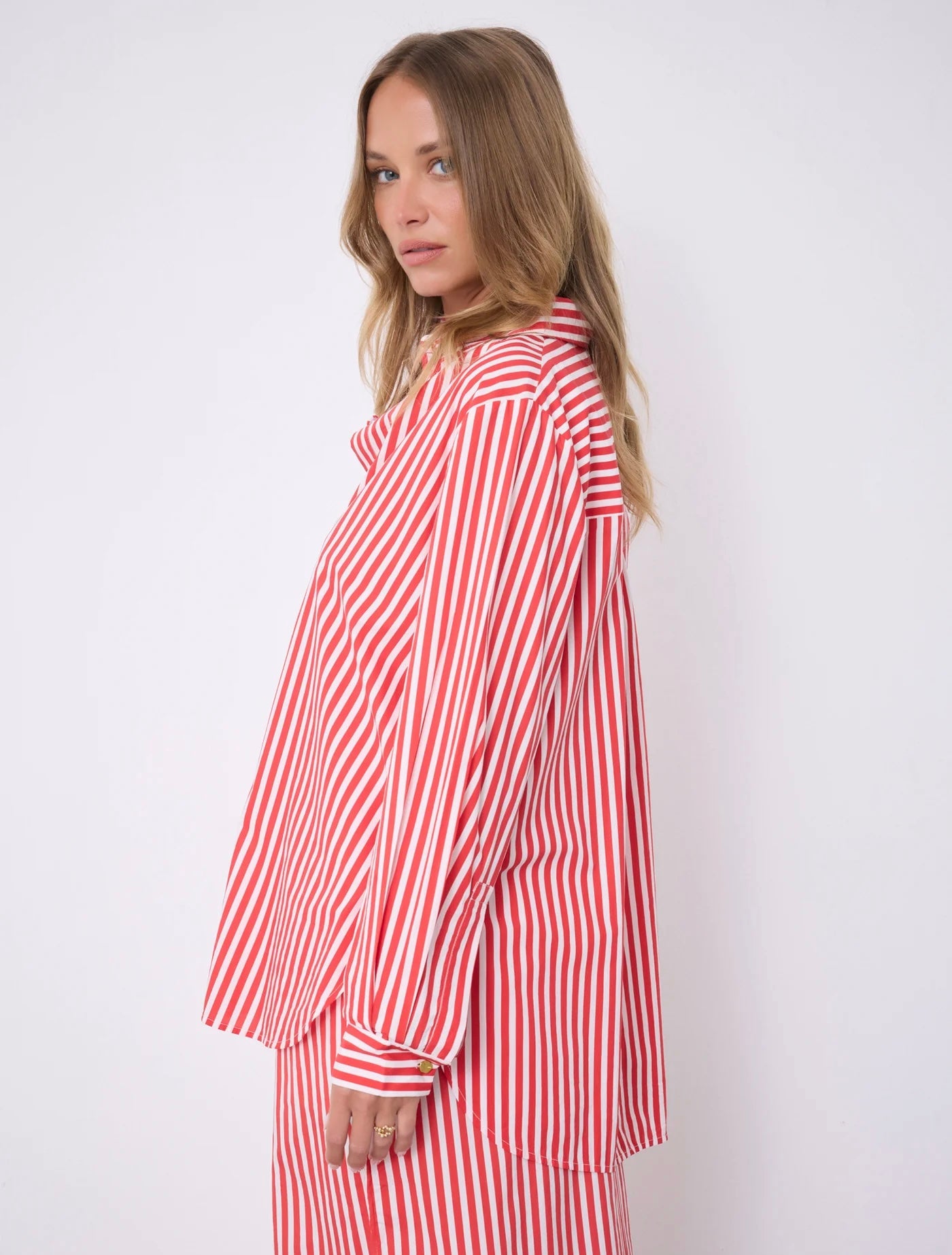 Notshy Cashmere Althea skjorte, Rød/hvit