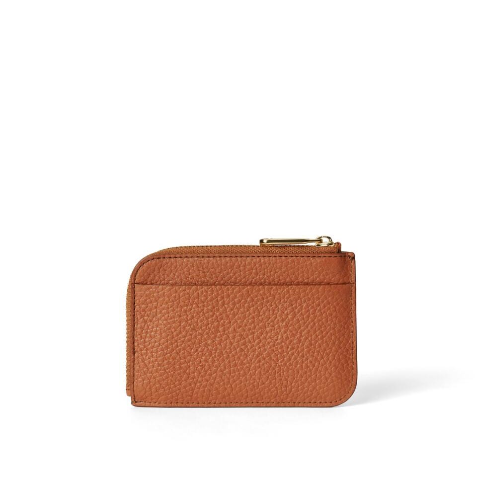 ECCO Card case zipped pebbled, Tan