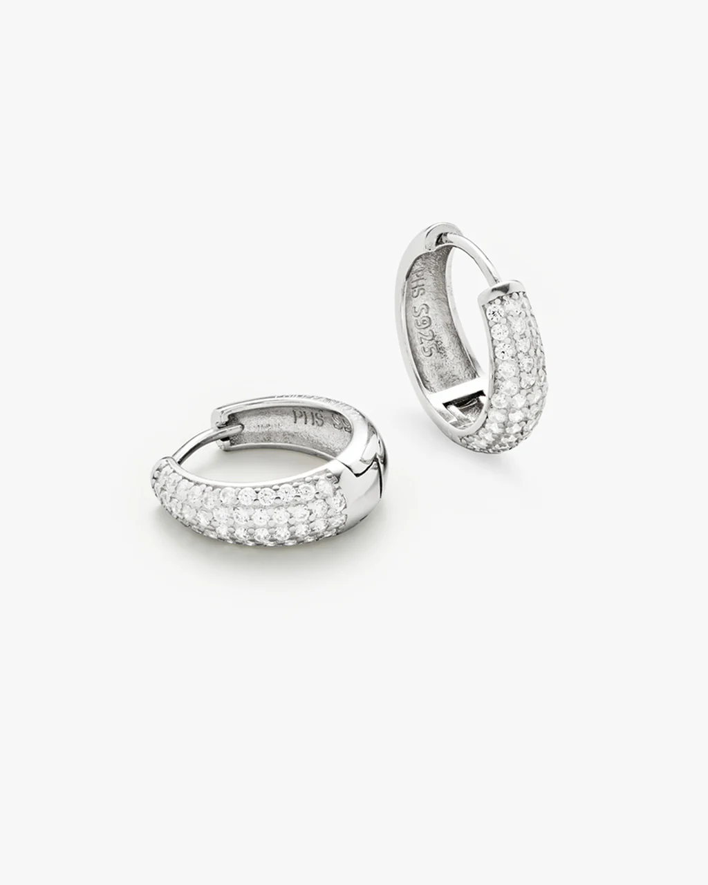 Philippa Studios Dome Pave Hoops Medium, sølv