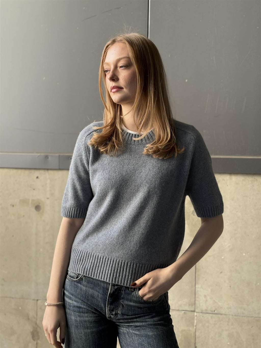 Natura Cashmere Aya cashmere t-shirt, Dusty blue