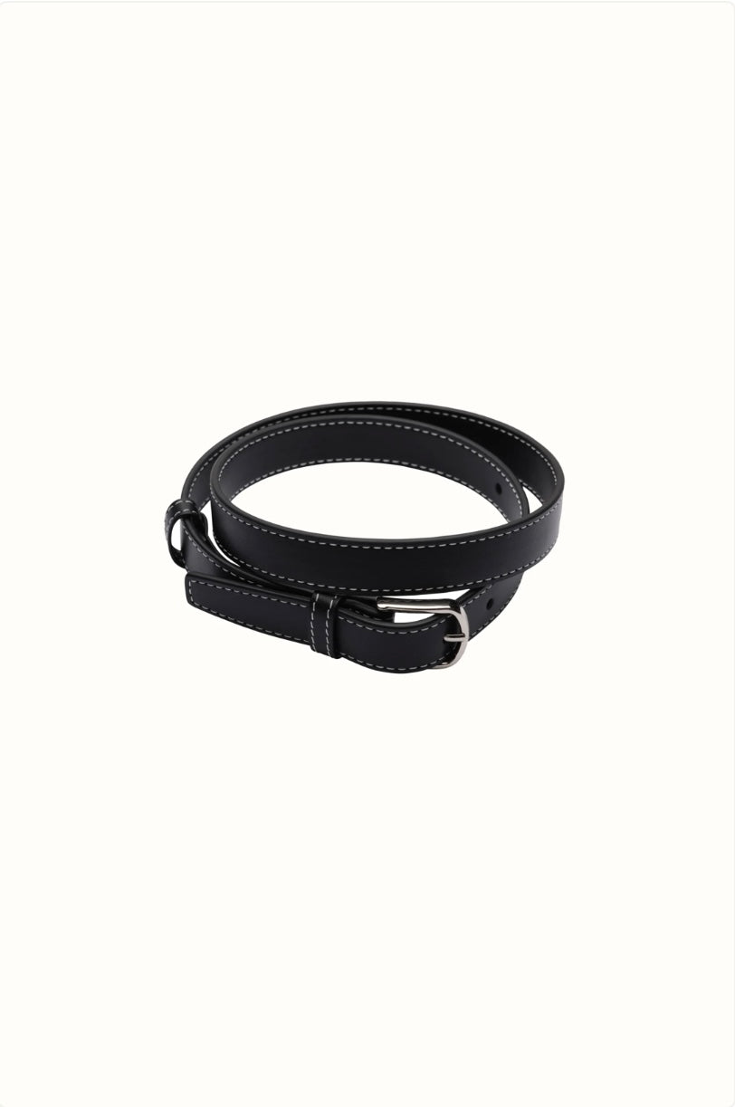Julie Josephine Embla Slim Leather belt, black