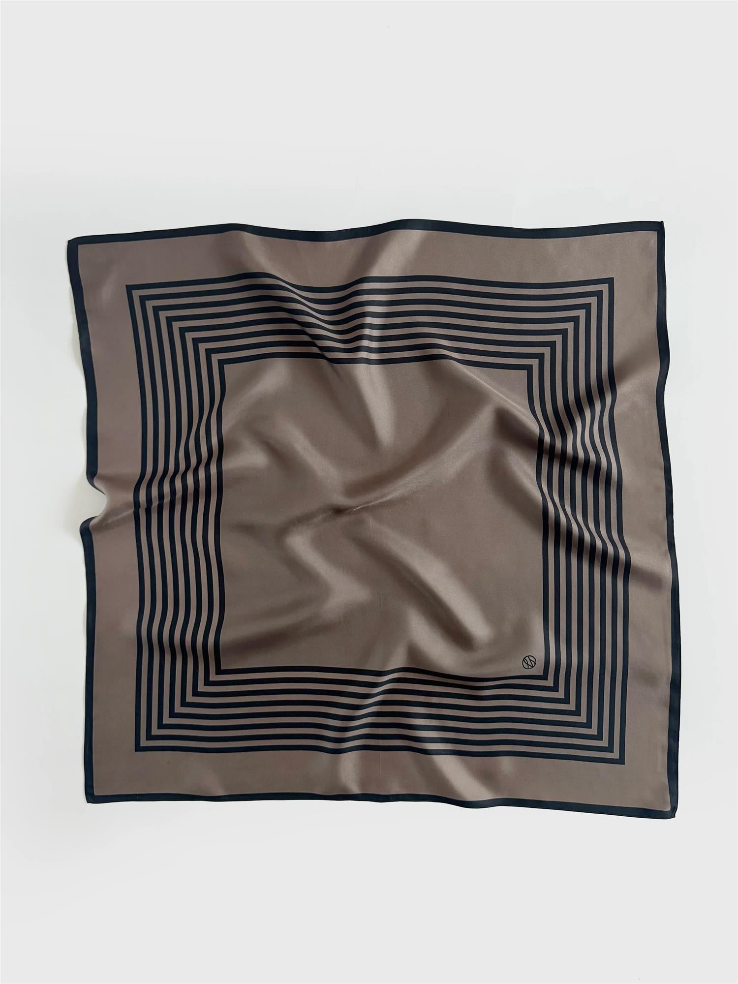 Lescarf Striped scarf, taupe & black 65x65