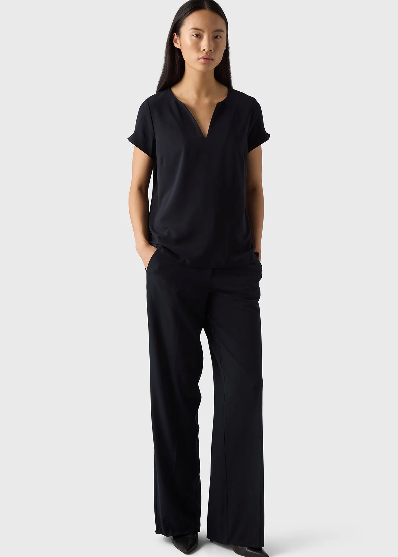 Marville Road The Ingrid Satin Trousers, midnight blue