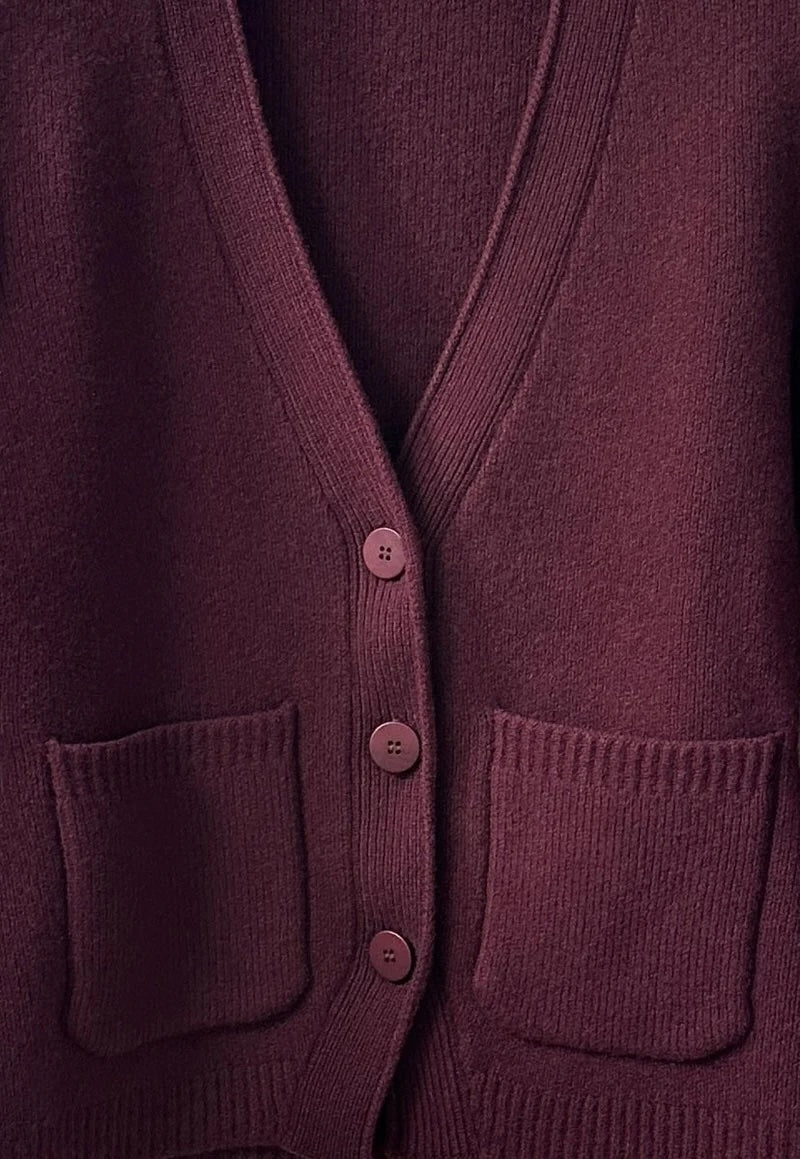 Natura Cashmere Julia cardigan, bordeux